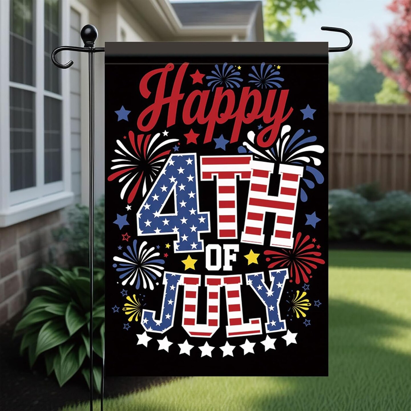 Happy 4th of July Garden Flag 12x18 Double Side Independence Day Garden Flag Fourth of July Outdoor Decorations