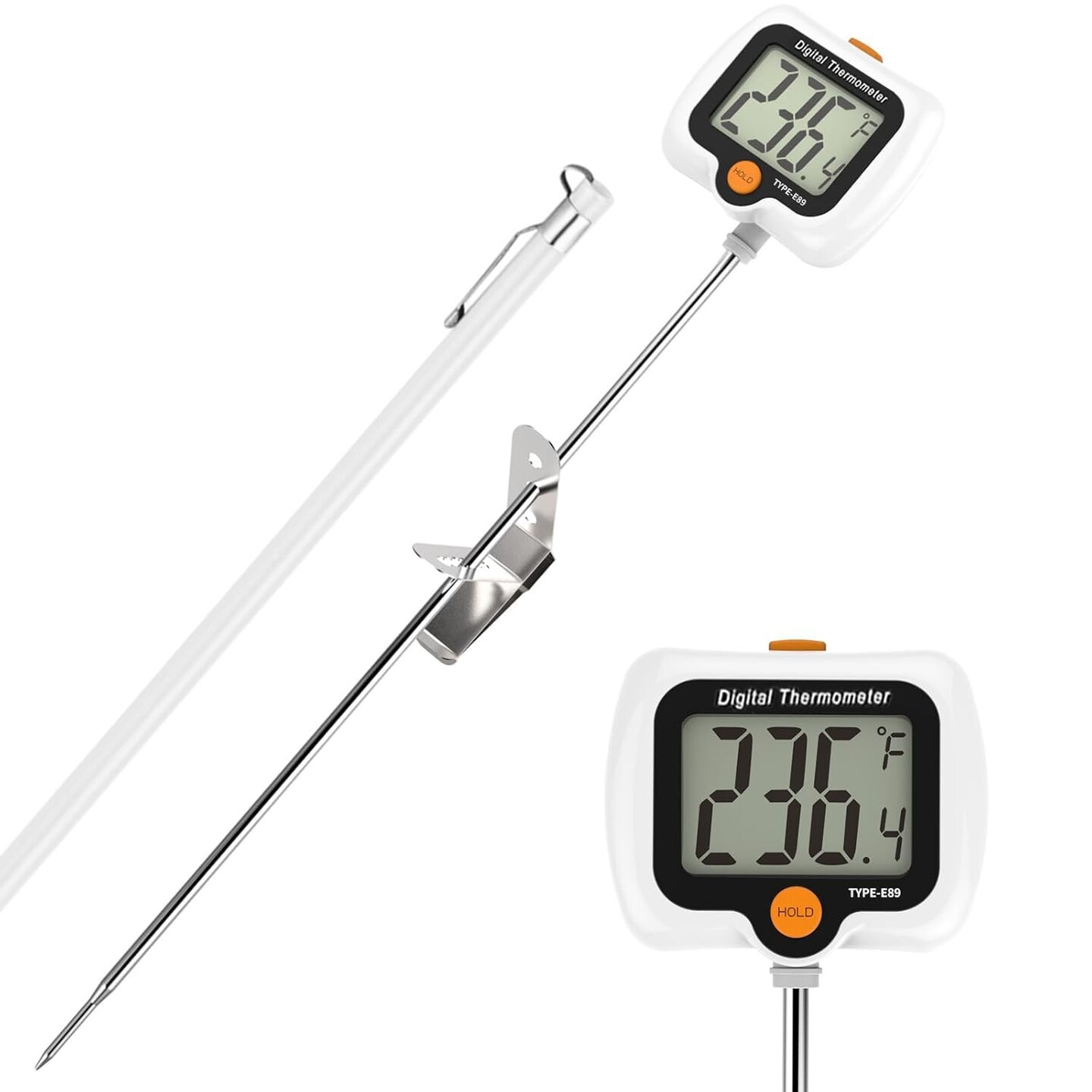 Candy Thermometer for Candy Making with Pot Clip,Best Instant Read Thermometer Digital for Cooking, Baking, Candy and Cheese Making &#x2013; 10 Inch Probe, Large Rotating LCD Display, Essential Baking Tool