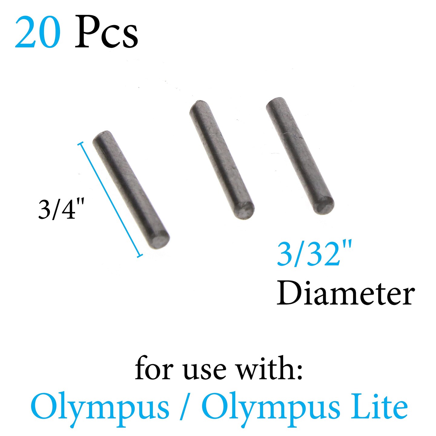Wig Jig Olympus Pins &#x2013; Wire Elements by The Beadsmith &#x2013; Extra Metal Pins, 20 Pieces, 3/32 x 3/4&#x201D; (2.38mm x 19mm) - Used for Making Wire Components and Jewelry Designs