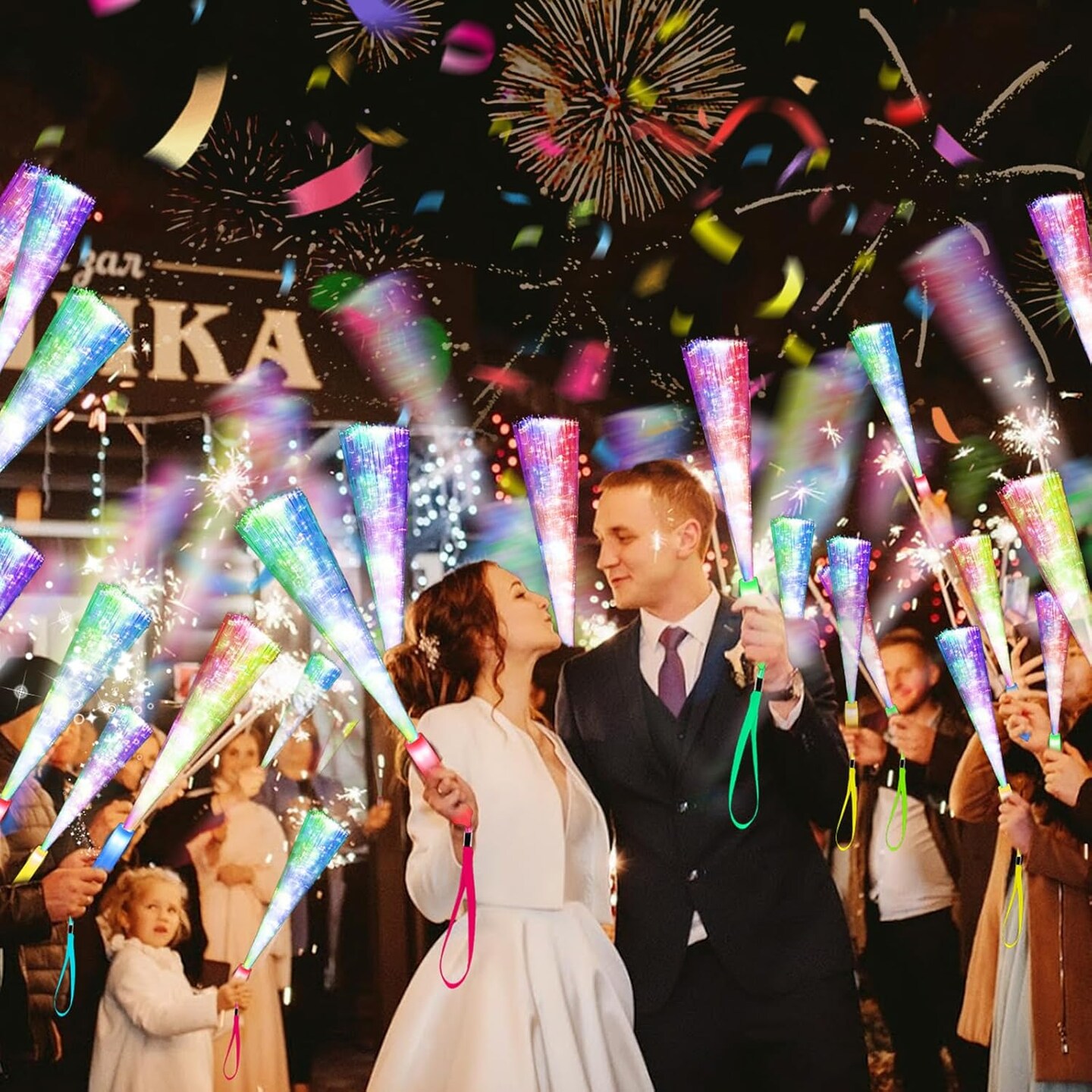 120PCS Glow Fiber Optic Sticks, LED Light Wands, Glow in The Dark Party Supplies, Fiber Optic Wands for Weddings, Birthdays&#x26;Events,Flashing LED Party Favors,Colorful Light Sticks for Kids&#x26;Adults
