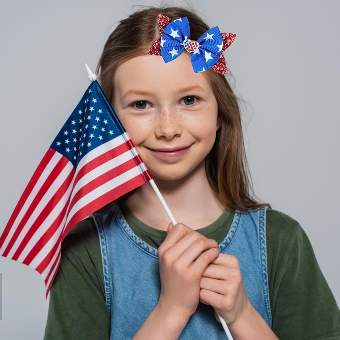 3 Pcs Patriotic Hair Bow Clips 4th of July Hair Clips Glitter Star Hair Bow Barrettes Red White Blue Hairpins July 4th Hair Accessories for Women Girls Memorial Independence Day Party Decoration