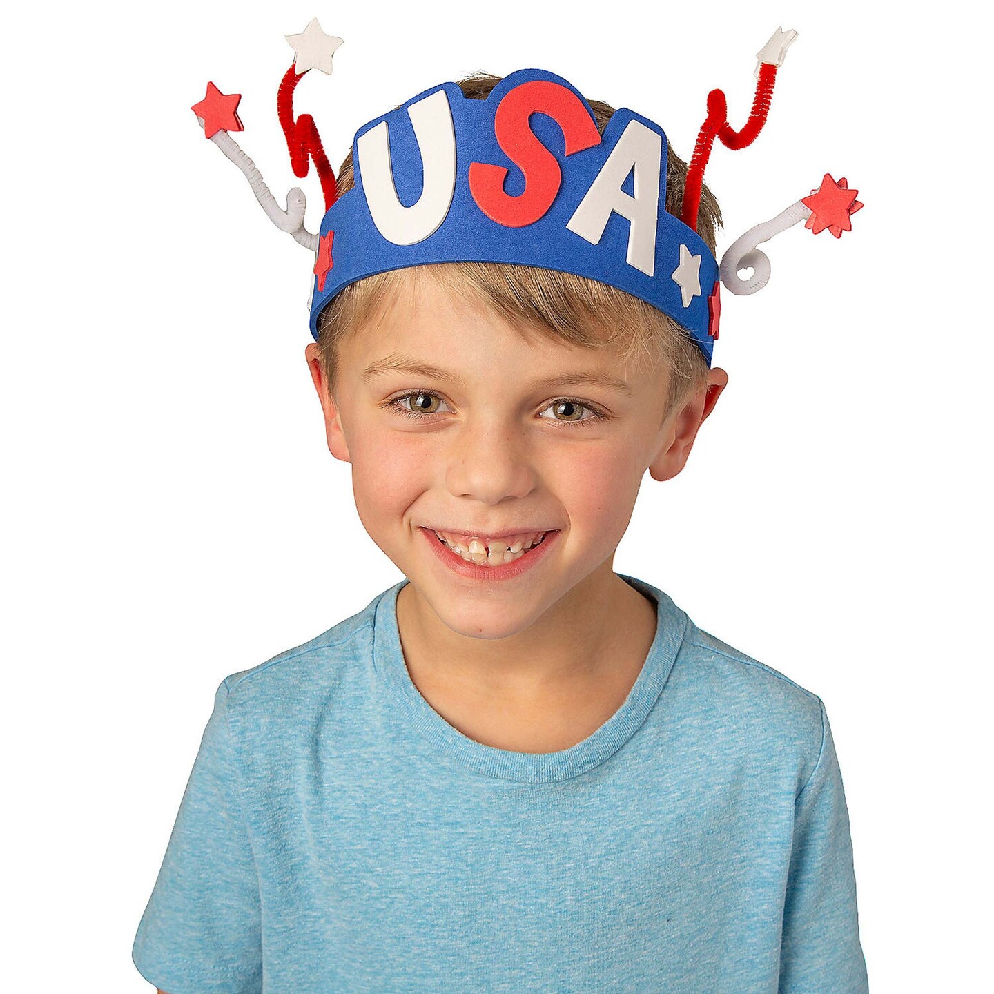 Patriotic USA Red, White &#x26; Blue Headband Craft Kits Makes 12