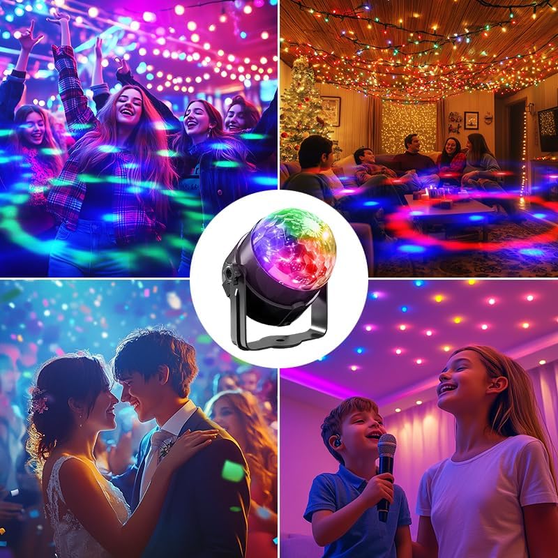 3-Pack Sound Activated Party Lights with Remote Control Dj Lighting, Disco Ball Light Projected Effect Dancing Lights, Strobe Lamp for Parties Supplies Birthday Christmas Bar KTV Decorations