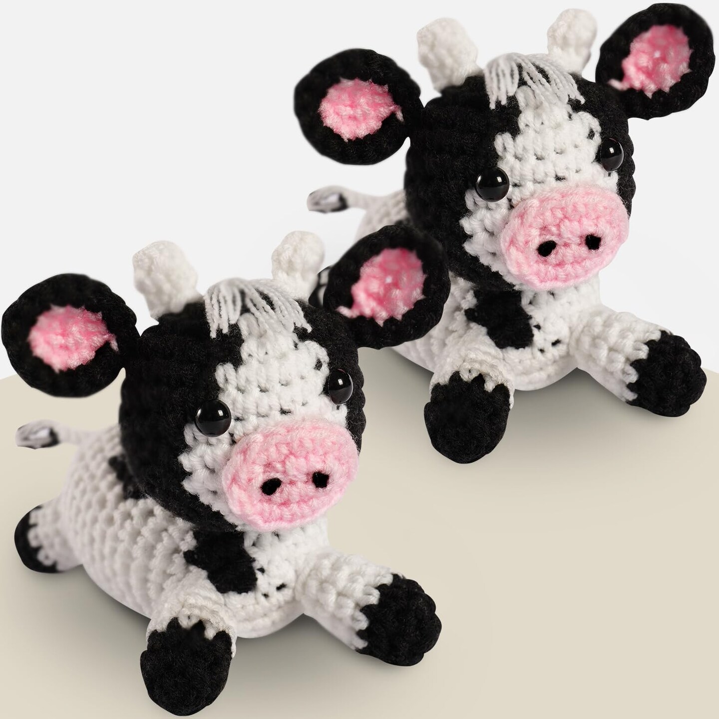 Highland Cow Crochet Kit for Beginners&#x26;Adults-2 Pack Amigurumi Cow Dolls with Video Tutorial