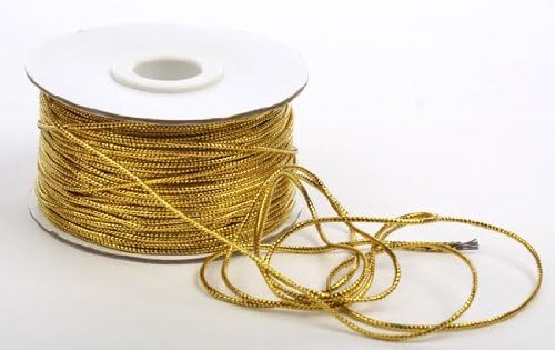 1/16&#x22; x 144 Yards Gold Metallic Tinsel Cord Rope