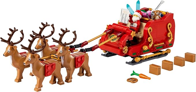 Santa&#x2019;s Sleigh Christmas Toy Building Set for Kids Ages 9-13, Comes with a Santa Figurine &#x26; Reindeer, Gift for Boys and Girls, Holiday Home Decor, 40499