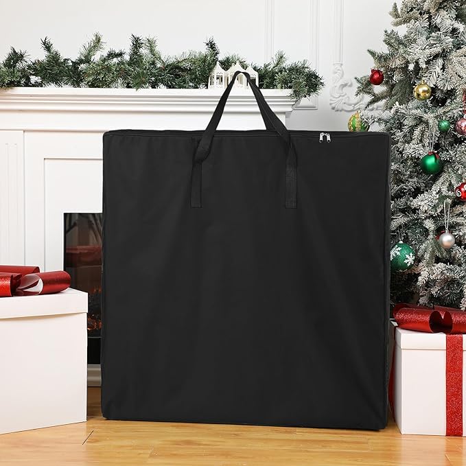 Pop Up Christmas Tree Storage Bag Large Tree Storage Container Oxford Polyester Christmas Tree Bag with Handles and Zippers for Pop Up Christmas Tree Decorations (Black,34 x 34 x 4.7 Inch)