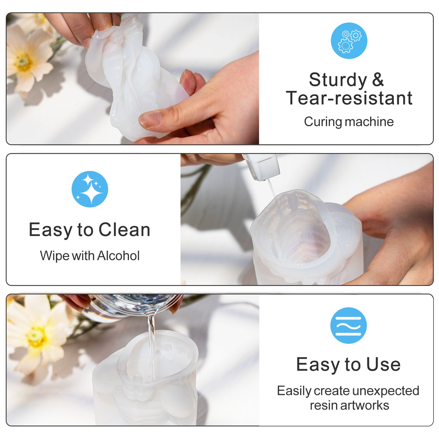 LET'S RESIN Dragon Resin Molds, Hear, Speak, See No Evil 3 Pcs Dragon Epoxy Resin Molds, Lively 3D Animal Silicone Molds for Epoxy Resin, Art Craft, Gift