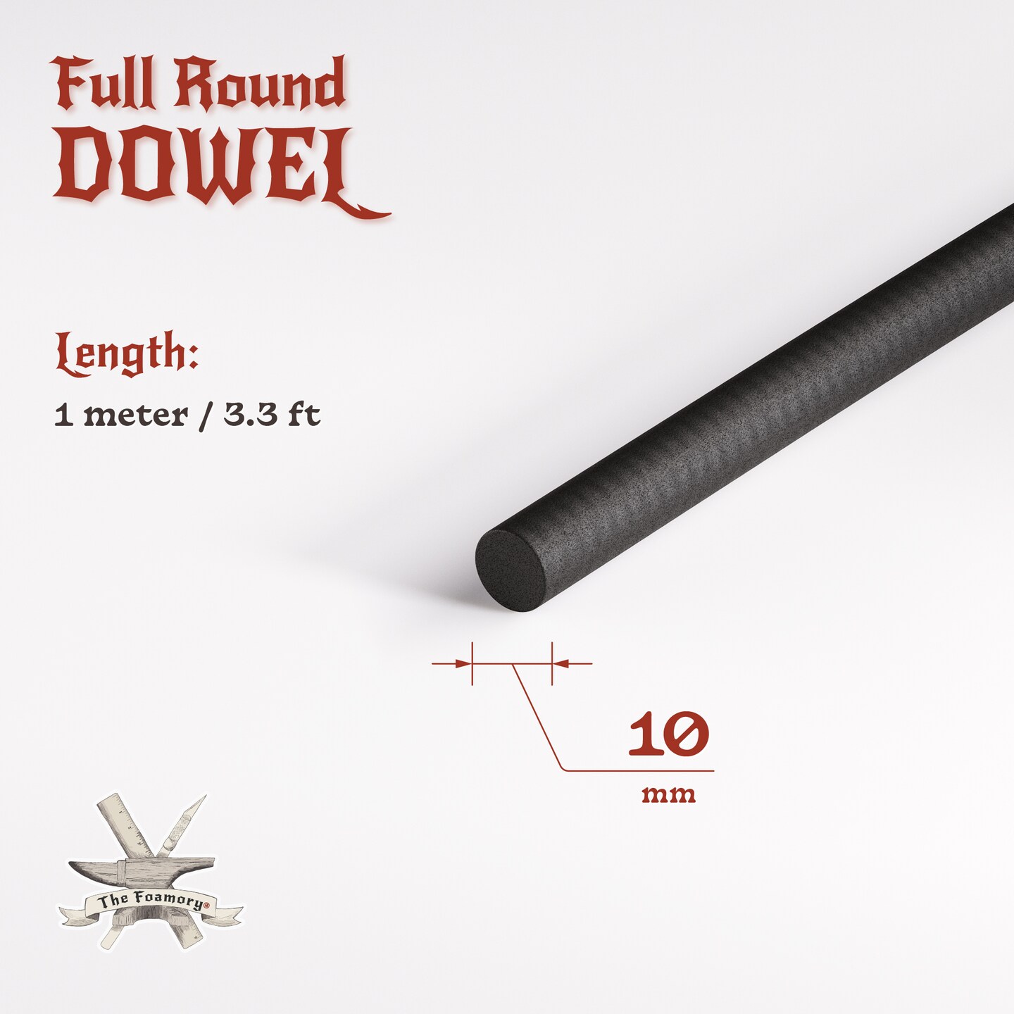 EVA Foam Dowel/Bevel - 1 to 3 Meter(s) Cosplay Craft Material - Multiple Shapes - Multiple Diameters 5-40mm