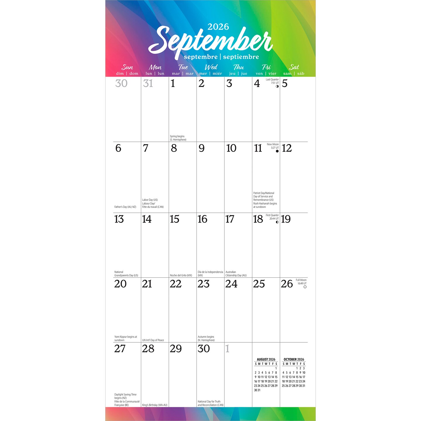Big &#x26; Bright Large Print | 2026 12 x 24 Inch (Hanging) Monthly Square Wall Calendar | Matte Paper | Plastic-Free