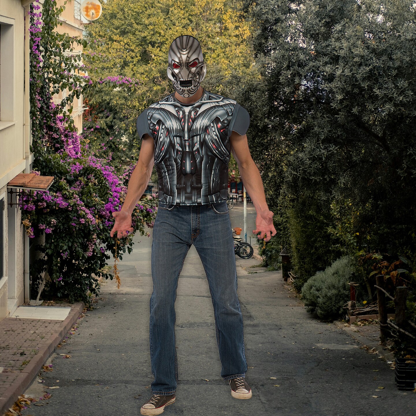Ultron Villain Costume Muscle Chest Shirt With Mask Inspired By Avengers Movie