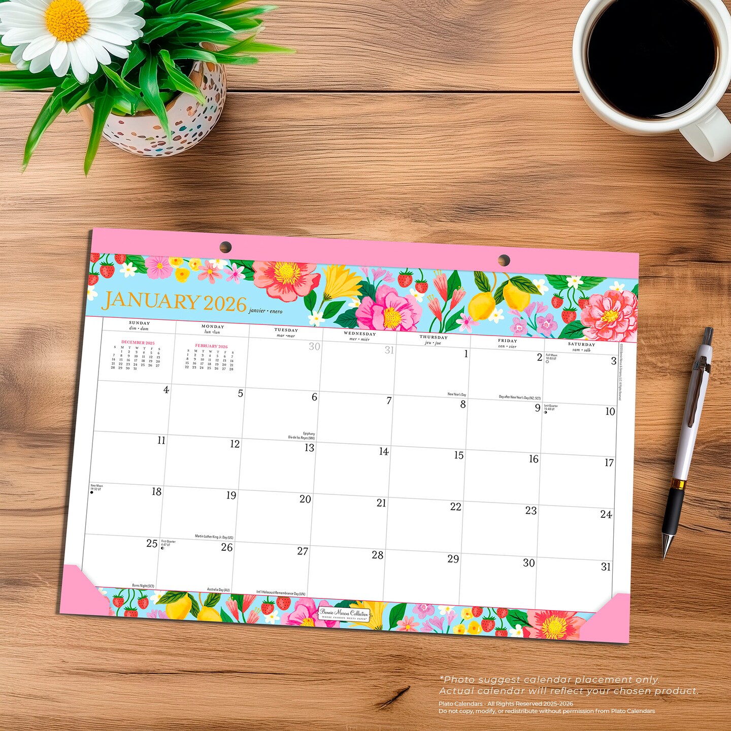 Bonnie Marcus OFFICIAL | 2026 15.5 x 11 Inch Monthly Desk Pad Calendar