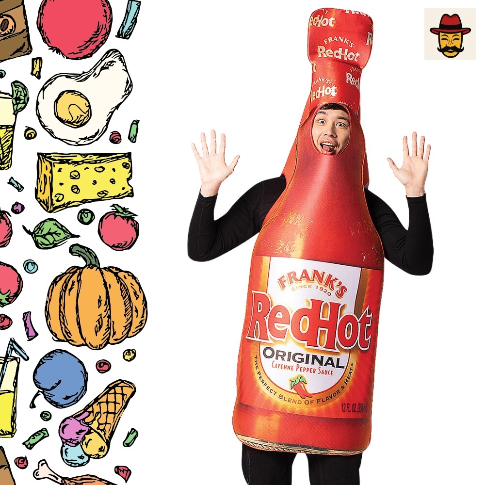 Franks Red Hot Bottle Costume Featuring a Photorealistic Foam Tunic
