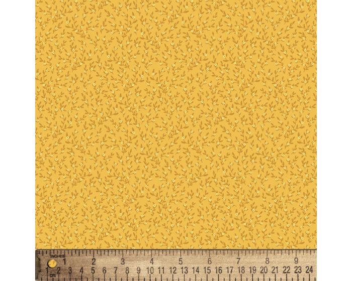 Dots of Flowers Golden Cotton Fabric | By the Yard | Sewing and Crafting | 44 inches wide