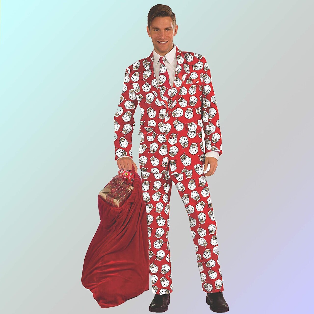 Mens Santa Suit Christmas Costume Dapper St Nick Outfit for Holiday Parties