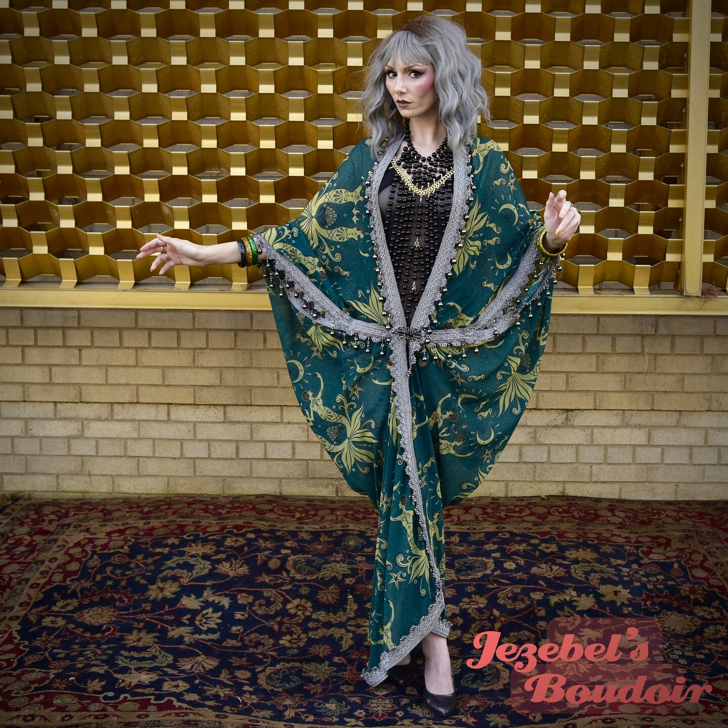 Sheer Beaded Fringe Kimono, Mermaid Art Deco Bat Wing Dressing Gown, Black  Pearl Erte Luxe Celestial Cocoon, Burlesque Moon Star Teal Duster |  MakerPlace by Michaels