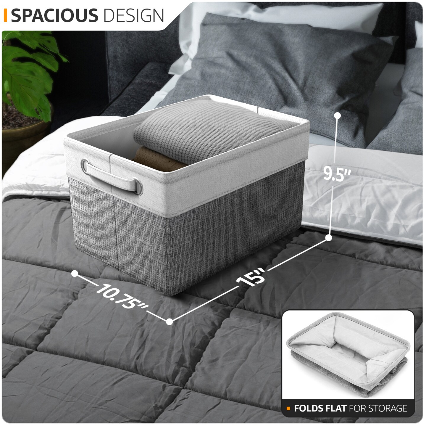 Sorbus Large Fabric Storage Bins for Shelves Set of 6 - 15 Inch Sturdy Collapsible Storage Bins with 2 Handles