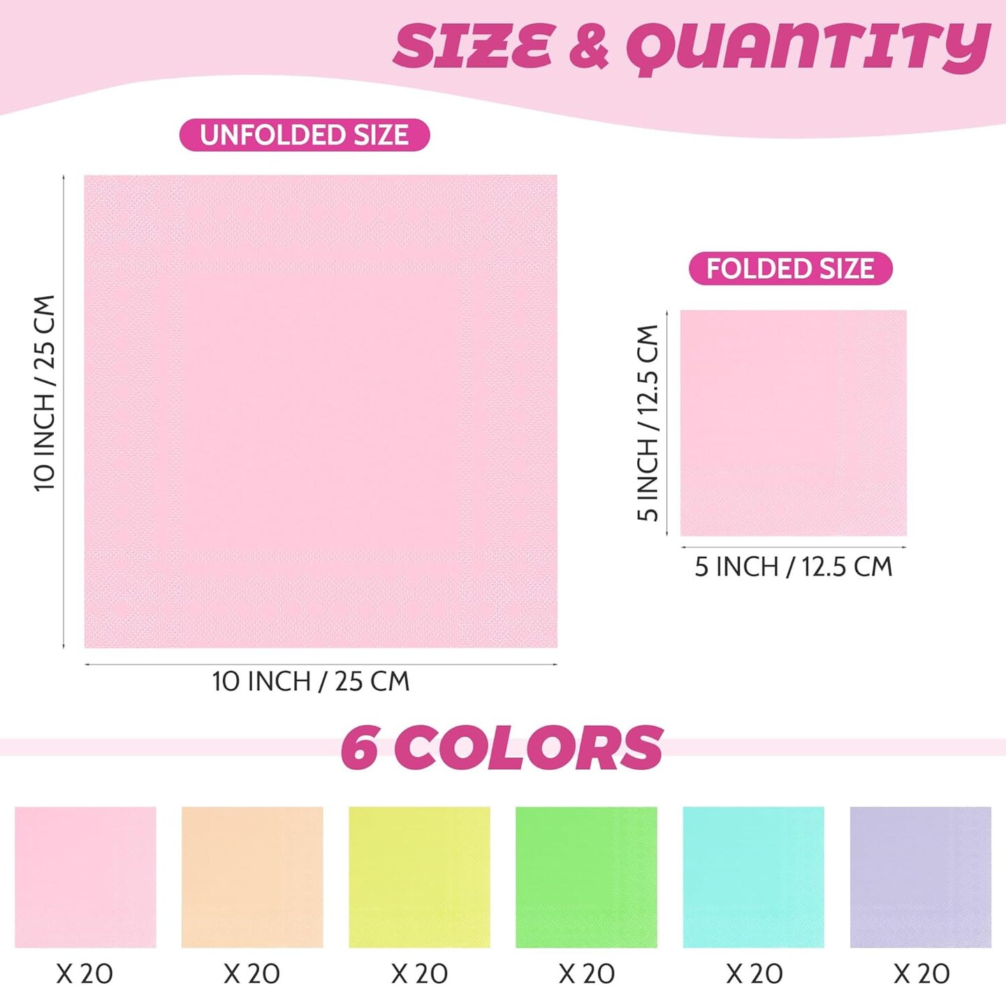 120 Pieces Cocktail Napkin Pastel Rainbow Paper Napkins Beverage Luncheon Paper Napkins 2 Ply for Party Favors, 6 Colors
