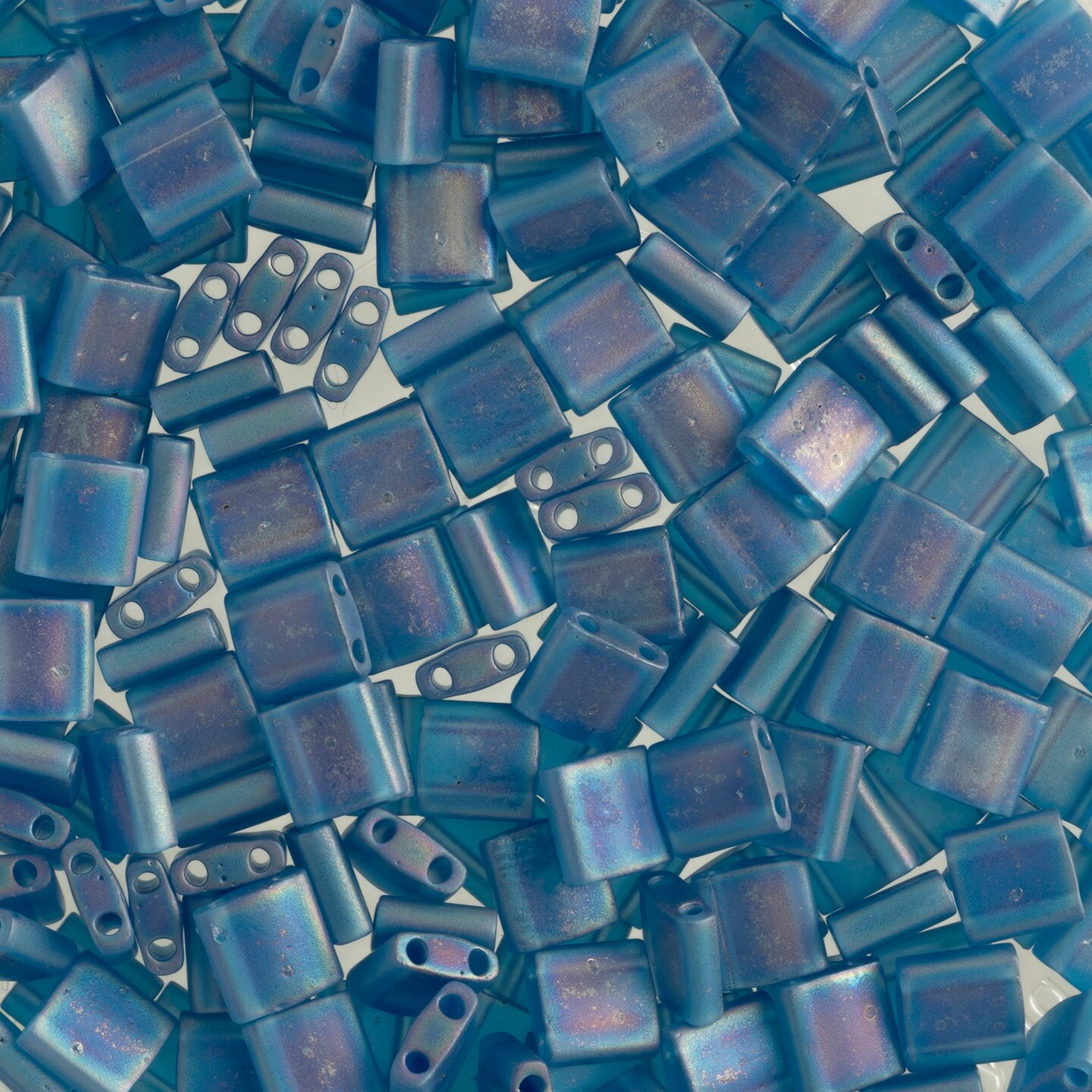 Miyuki Tila 5mm Transparent Matte Glass Beads, 5.2g, Color: Capri