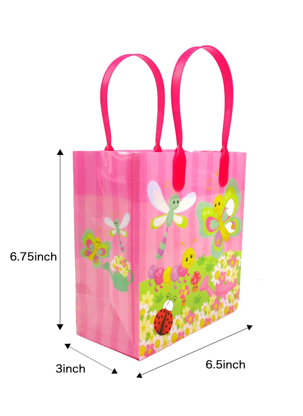 TINYMILLS Spring Butterfly Flower Garden Easter Party Favor Bags Treat Bags Kids Birthday Party Goody Bags with Handles for Boys Girls, 12 Pack
