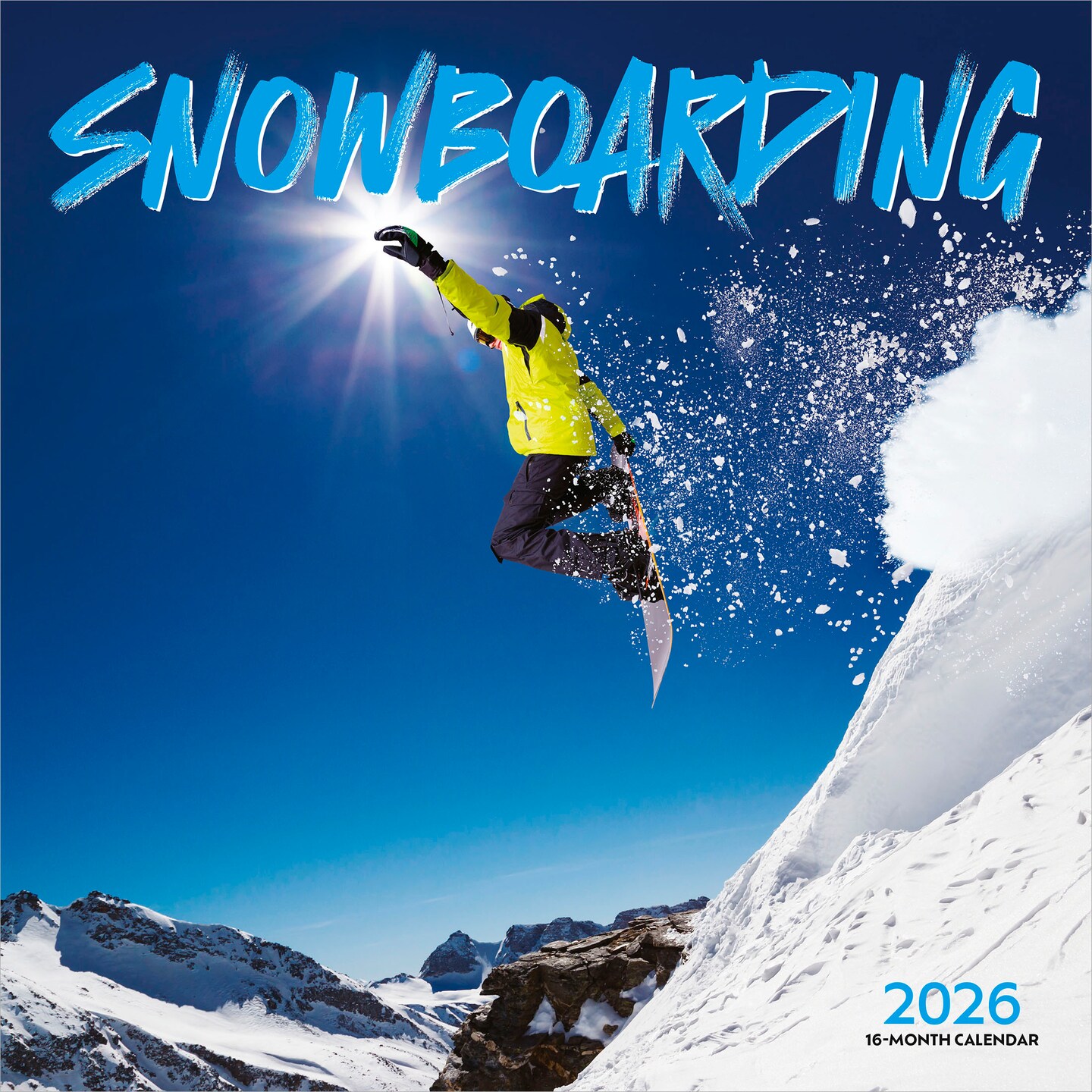 Snowboarding | 2026 12 x 24 Inch (Hanging) Monthly Square Wall Calendar