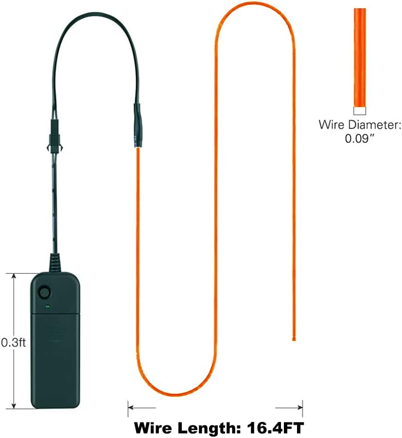 Portable Battery Pack Neon Light Strip for Halloween - Orange
