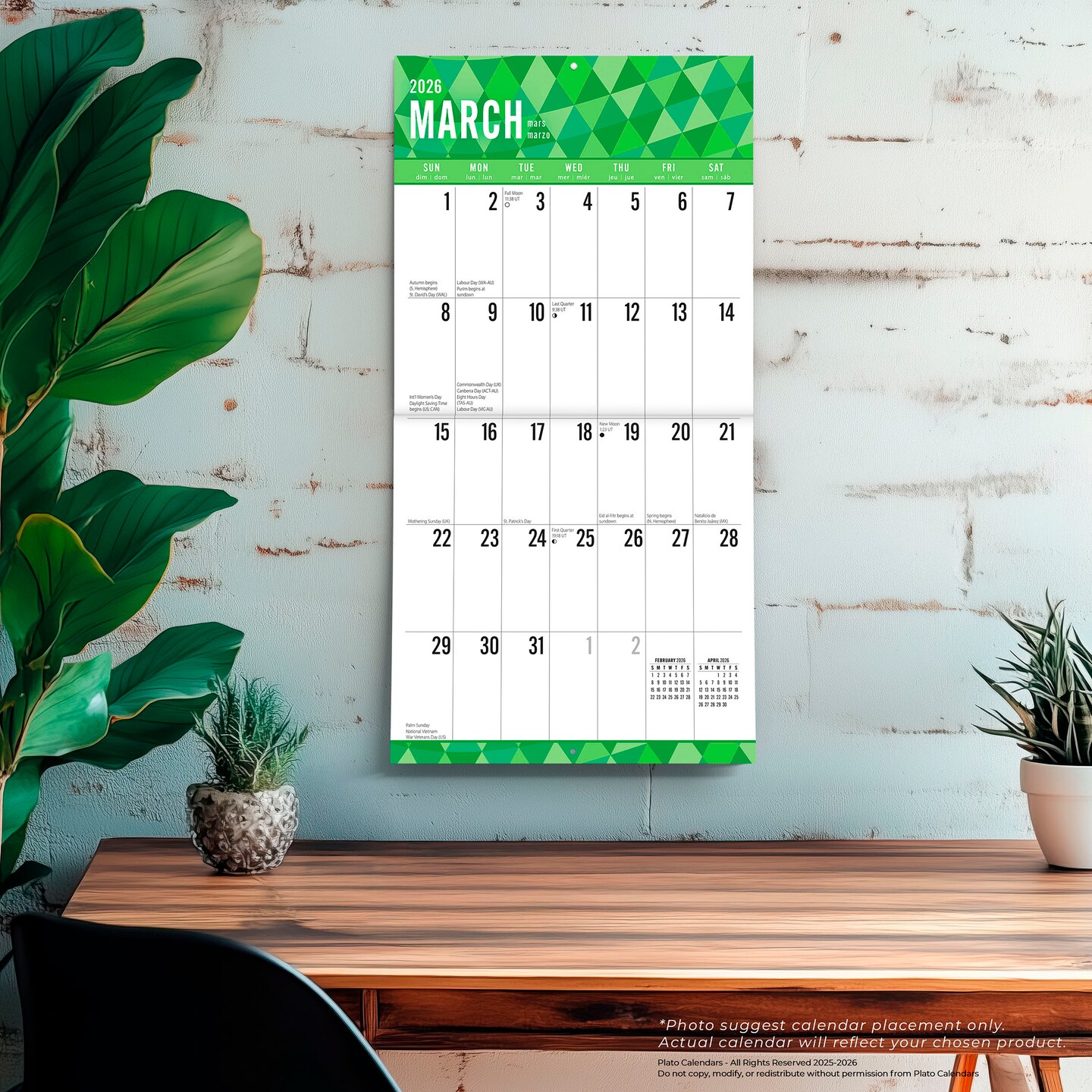 Jumbo Grid Large Print | 2026 12 x 24 Inch (Hanging) Monthly Square Wall Calendar | Matte Paper and Foil Stamped Cover
