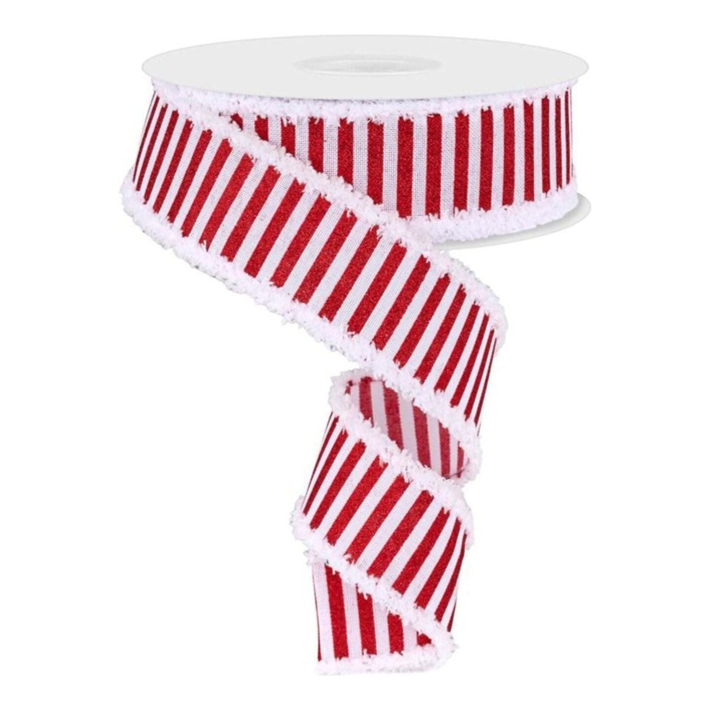 1.5&#x22; Glitter Stripe Drift Ribbon: Red (10 Yards)