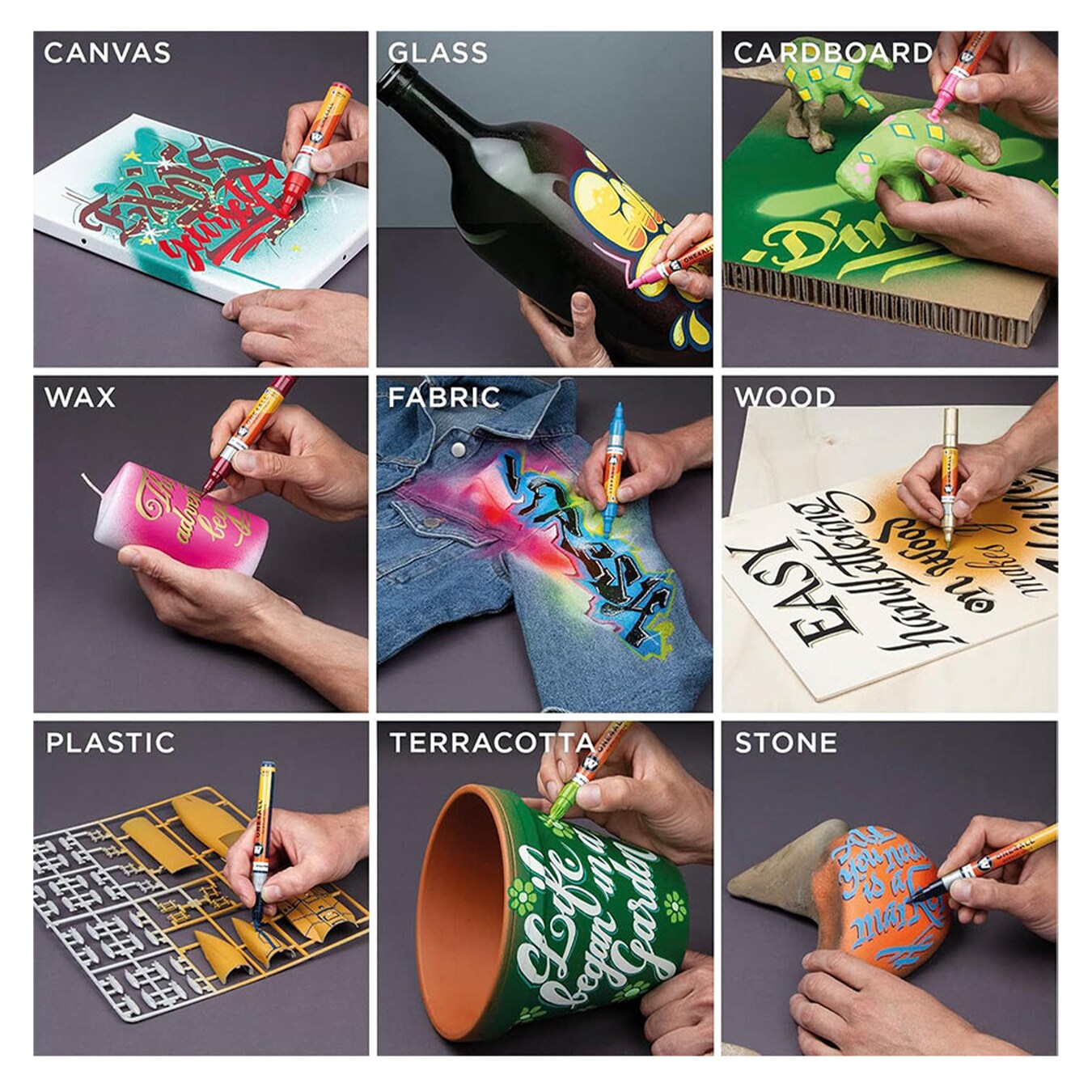 Molotow ONE4ALL Acrylic Paint Marker Character 6-Color Set, 2mm, Assorted Colors, 1 Set Each