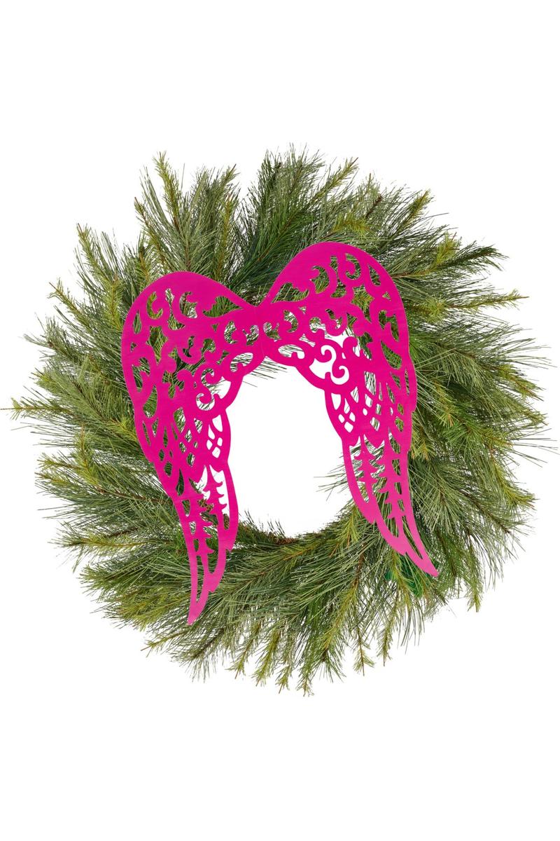 24&#x22; Metal Filigree Angel Wings: Hot Pink