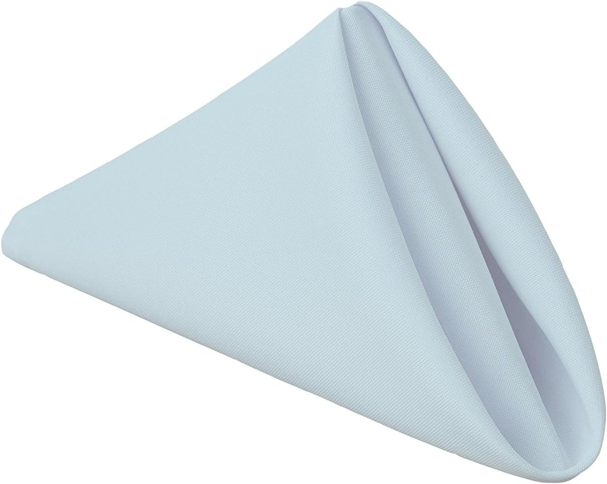 Set of 12 Baby Blue Cloth Napkins, 17×17 in, Soft & Washable with Hemmed Edges