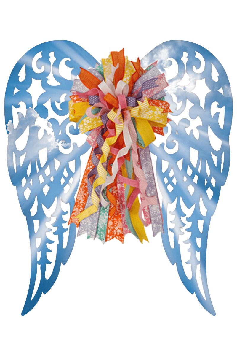 17&#x22; Metal Filigree Angel Wings: Sky Blue/White
