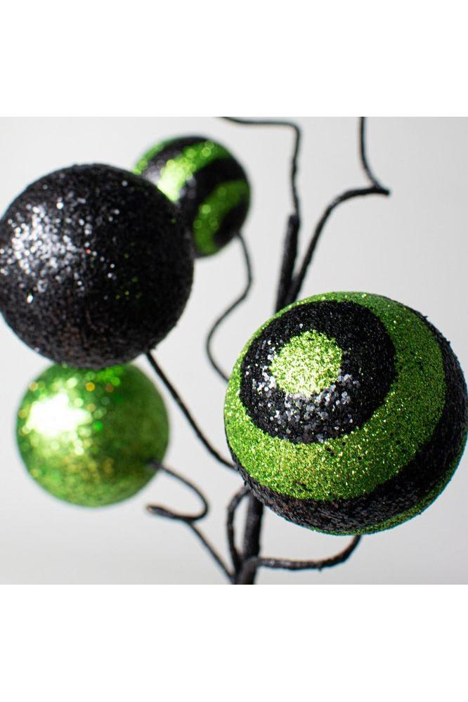 19&#x22; Stripe Solid Glitter Ball Spray: Black/Lime Green