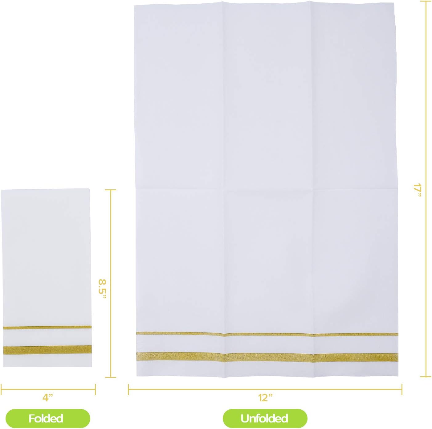 200 Linen Feel Disposable Bathroom Napkins, Soft and Absorbent Paper Guest Towels, Cloth-Like Hand Towels Decorative Paper Napkins for Parties, Weddings, Dinners or Events, Gold, 12&#x22; x 17&#x22;