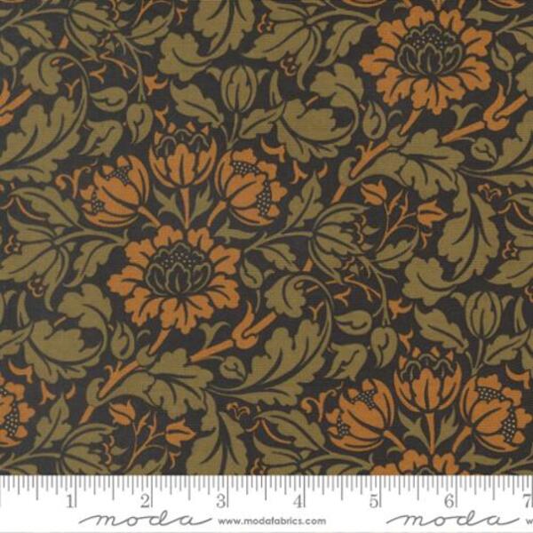 Flowering Scroll in Black (13384 15) | Morris Muse | Barbara Brackman | Moda