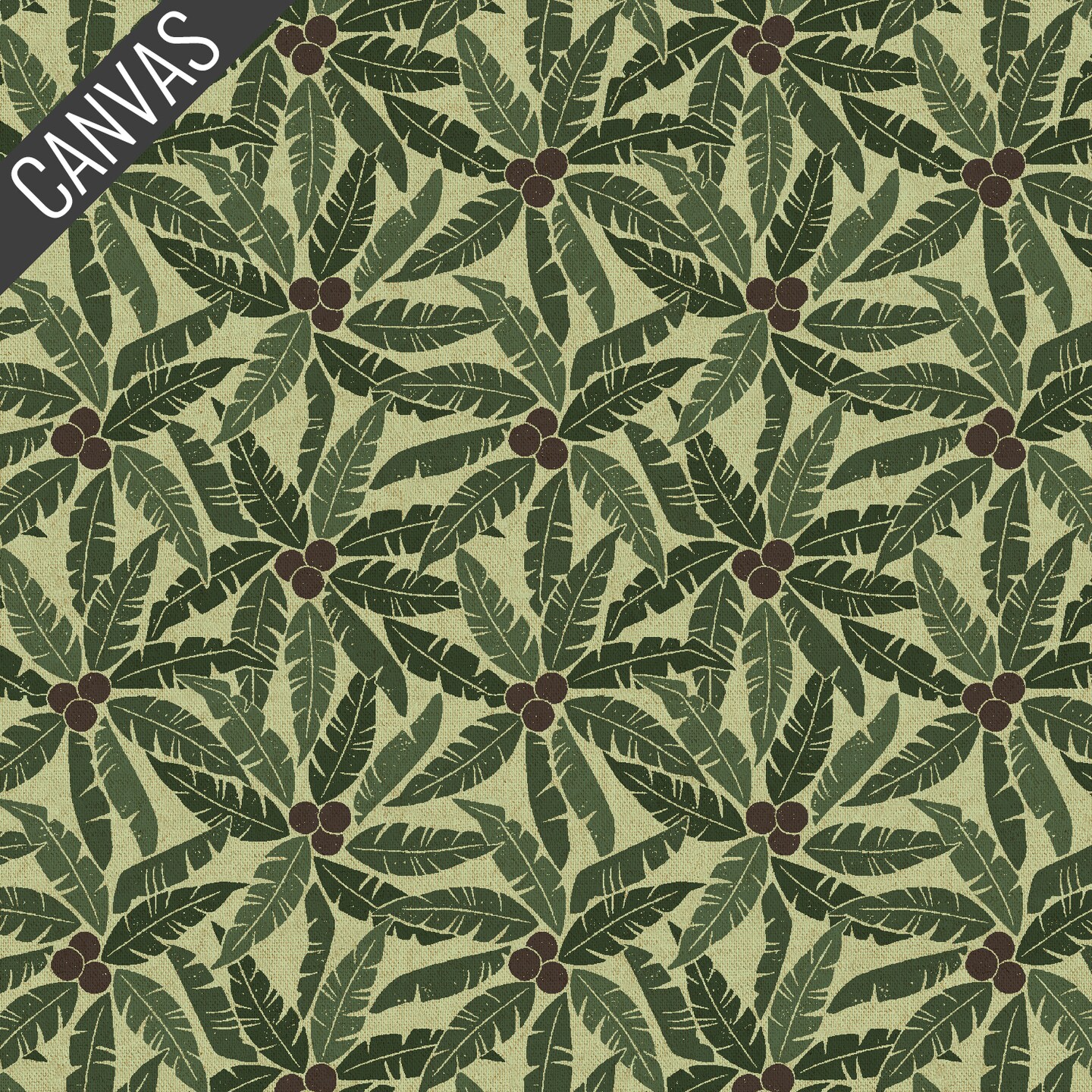 Palm Tree Canvas in Leafy Green Unbleached (lv902-lg4uc) | Rising Sun | Loes van Oosten | Cotton+Steel