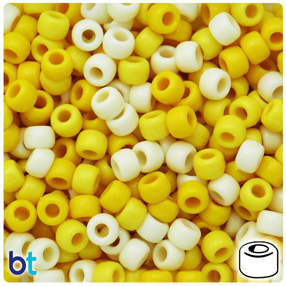BeadTin Yellow Ombre Opaque Mix 9mm Barrel Pony Beads (500pcs)