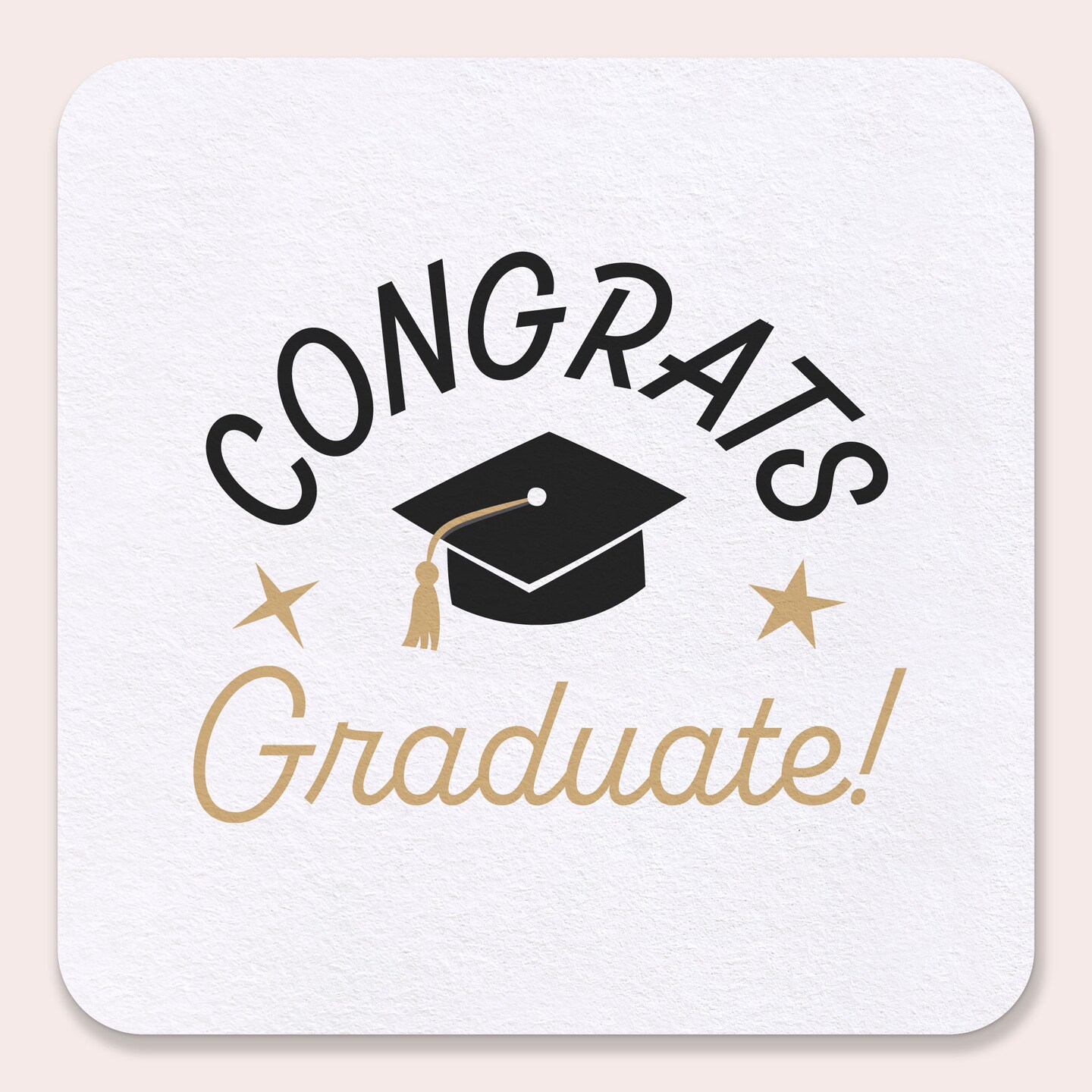 Big Dot of Happiness Black and Gold Congrats Graduate Drink Coasters, 4-Inch Disposable Square Paper Coasters, Black & Gold Graduation Decor - 25 Ct