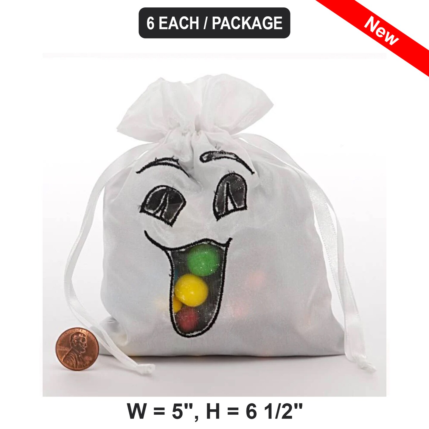 Charming Pumpkin Taffeta Bags 5&#x22; x 6.5&#x22; 6 Per Package