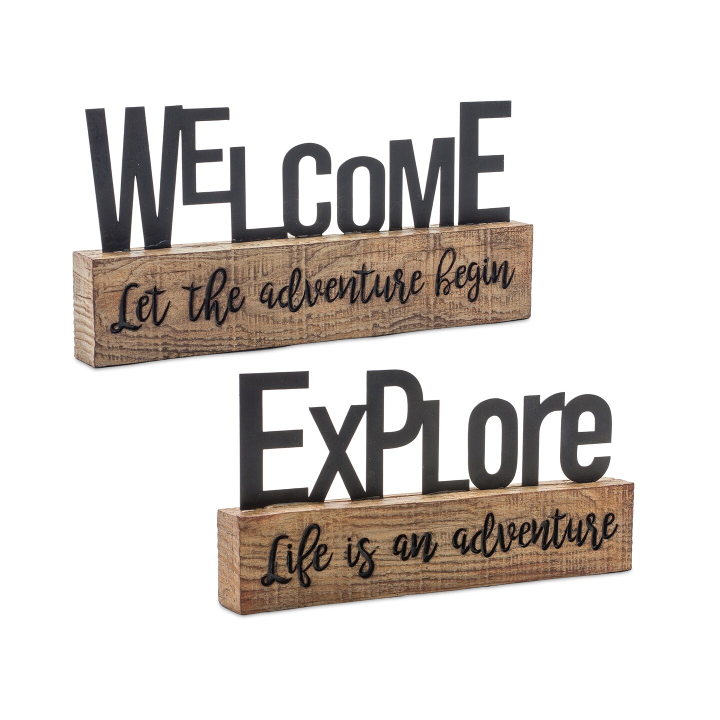 Explore and Welcome Sign (Set of 2)