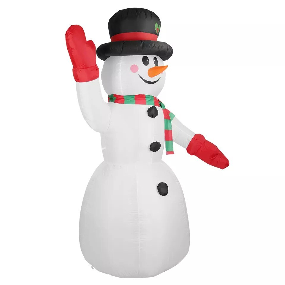 7.9FT Christmas Inflatables Greeting Snowman w/ LED Light for Outdoor Xmas Decor