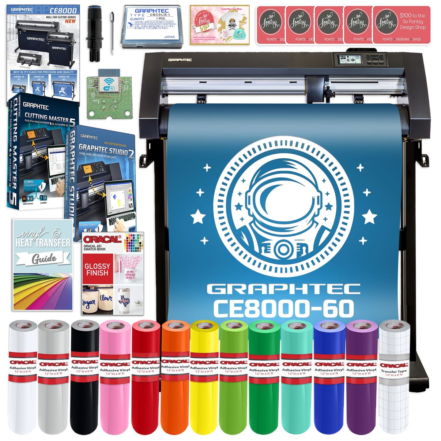 Graphtec CE8000-60 24in Vinyl Cutter with Oracal Bundle &#x26; Software