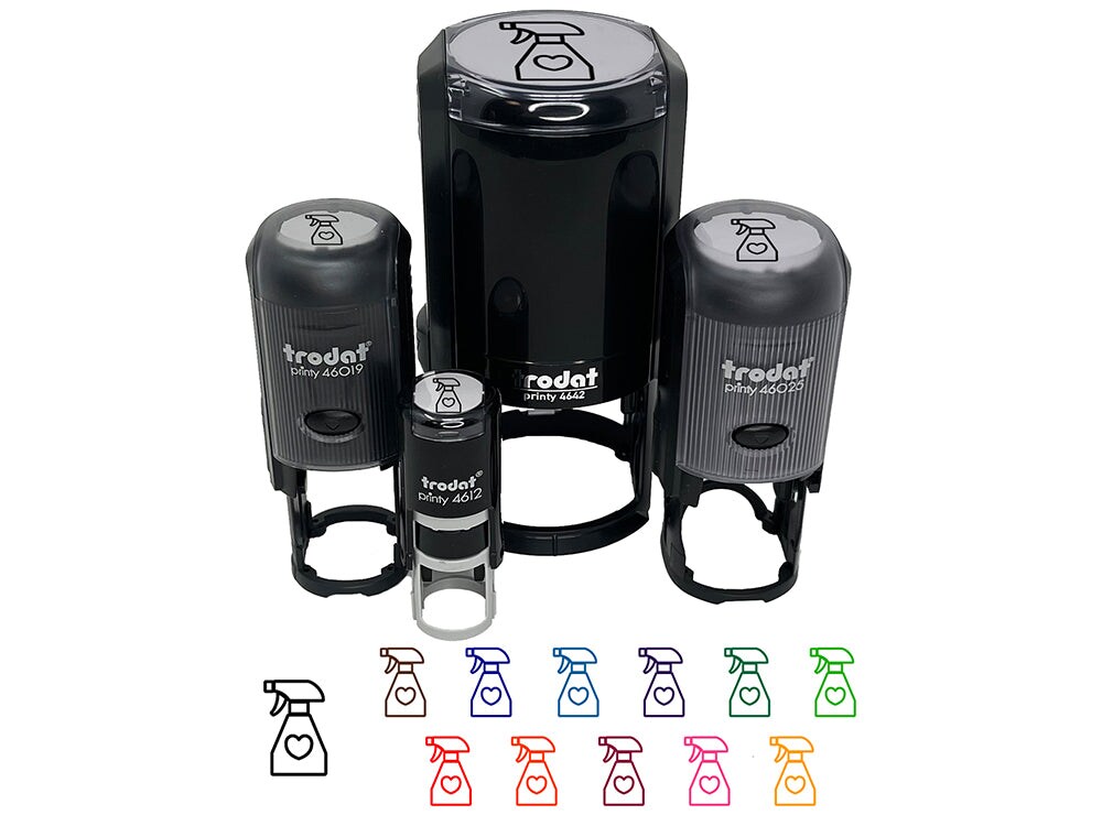 Spray Bottle with Heart Self-Inking Rubber Stamp for Stamping Crafting Planners