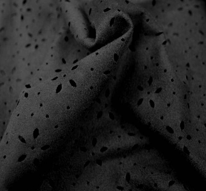 1 Yard Solid Black Suede Knit Punching Fabric 58/60" Wide Soft Lightweight Polyester