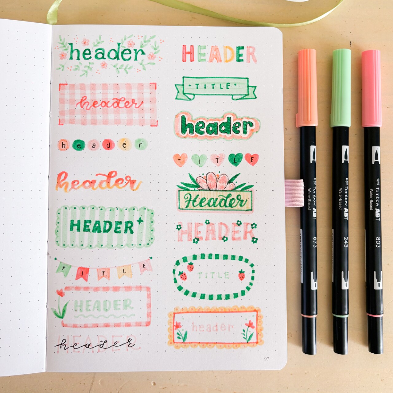 Decorative Headers with Tombow Dual Brush Pens