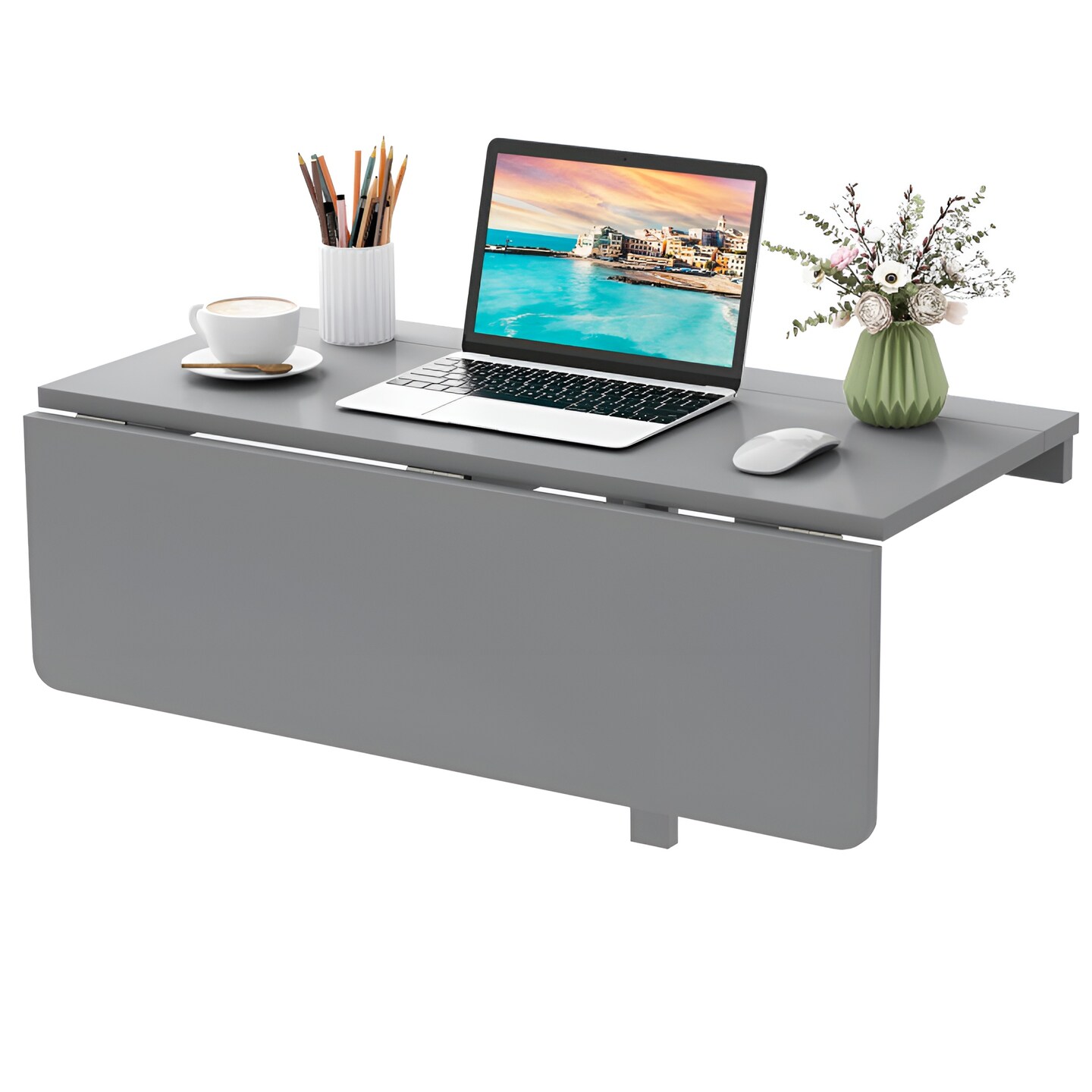 MDF Pine Wood Folding Wall Mounted Drop Leaf Table with Metal