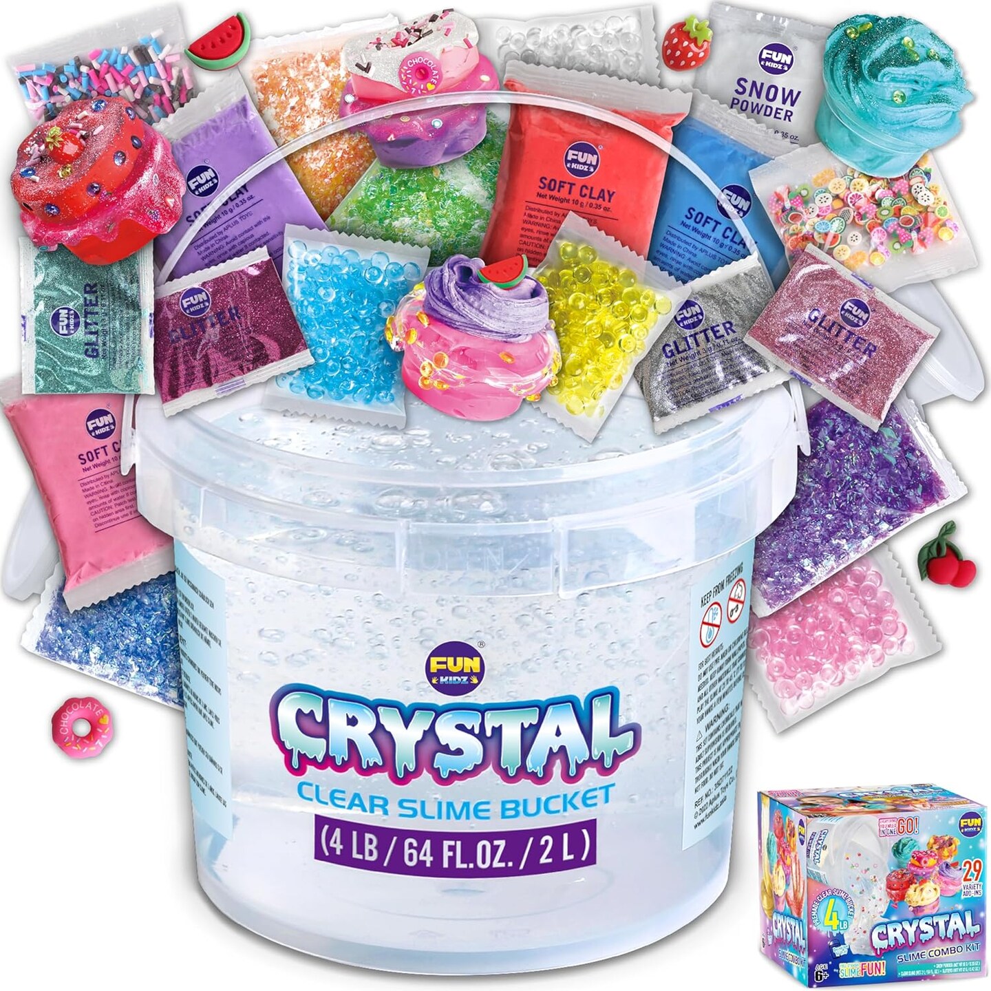 4 LB Premade Big Bucket Crystal Slime Pack with 29 Sets Add-ins