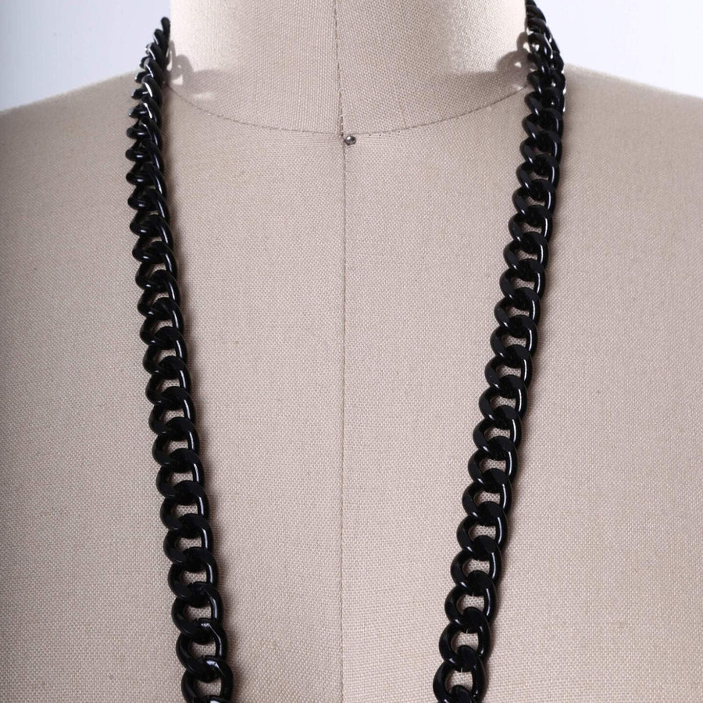 1 Yard 12mm Black Glossy Finish Metal Chain Trim for Jewelry and Bag Straps