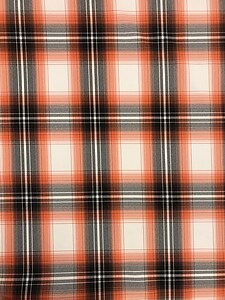 1 Yard Orange Plaid Polyester Poplin 58/59&#x22; Wide Checkered Fabric