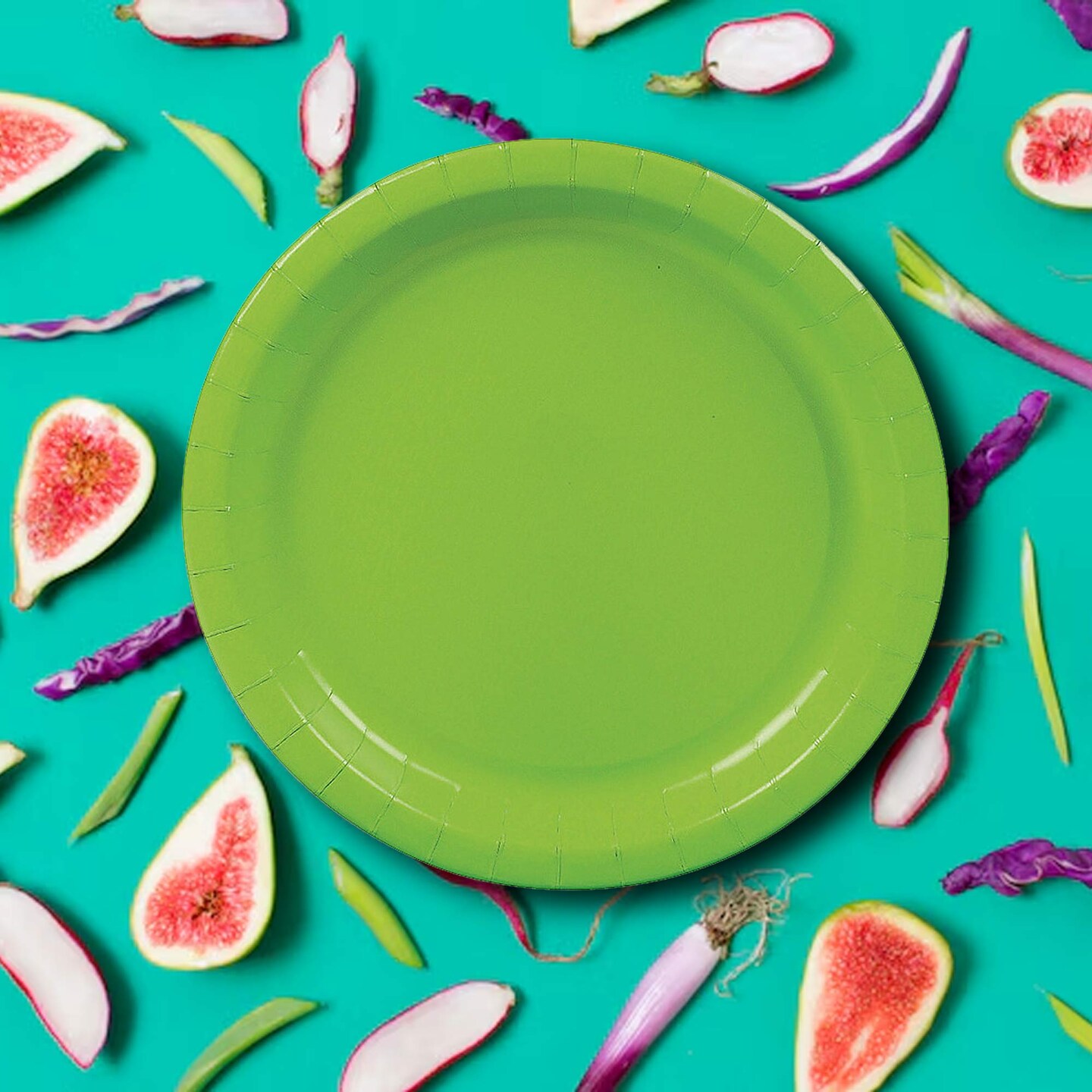 24 Count Lime Paper Plates 7" Round Dessert Plates for Summer Parties and Events